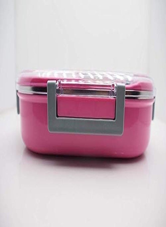 TUKLOZ Stainless Steel Insulated Inside Stainless Steel Square Shape Lunch Box with Stainless Steel Spoon Transparent Lid Container for School & Office Men and Women. - Image 4