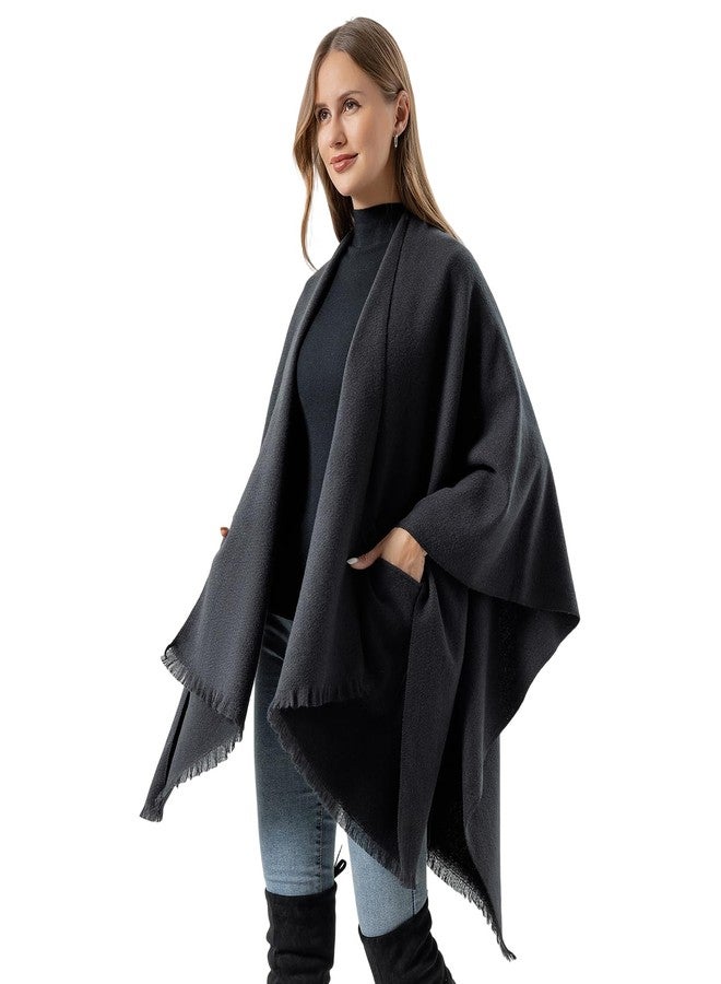Ladiery Shawl Wraps for Women Elegant Pashmina Shawls for Women, Soft Open Front Poncho Wrap for Fall Winter Evening Wear, Wedding, Church, Casual Outerwear with Pockets - Image 2