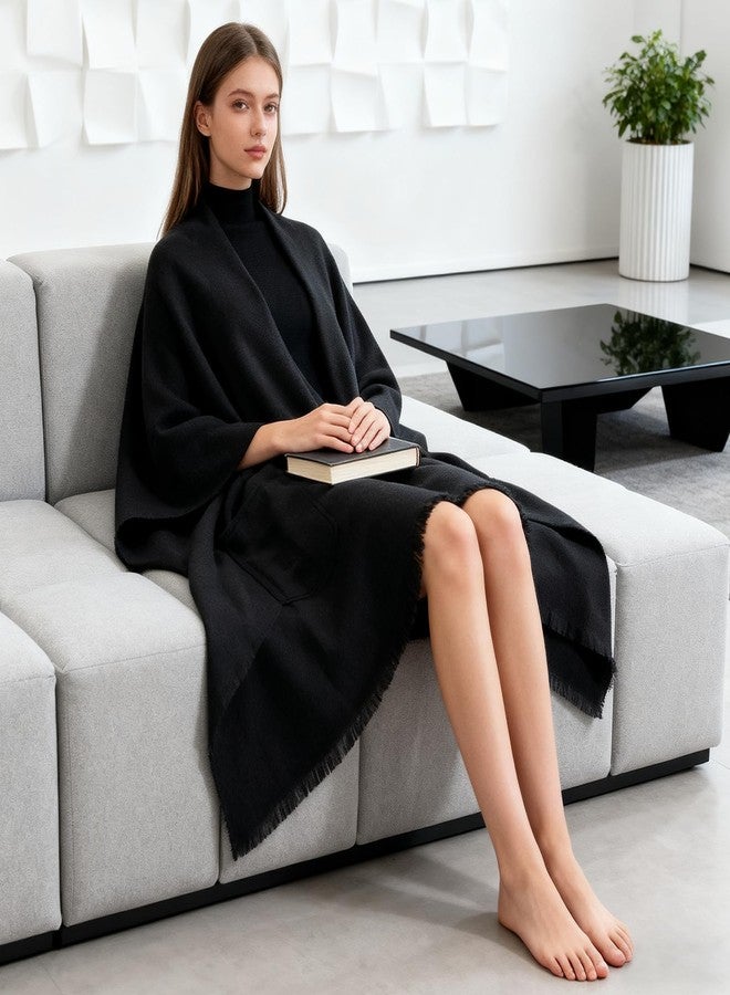 Ladiery Shawl Wraps for Women Elegant Pashmina Shawls for Women, Soft Open Front Poncho Wrap for Fall Winter Evening Wear, Wedding, Church, Casual Outerwear with Pockets - Image 3