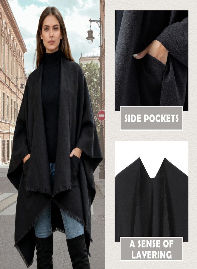 Ladiery Shawl Wraps for Women Elegant Pashmina Shawls for Women, Soft Open Front Poncho Wrap for Fall Winter Evening Wear, Wedding, Church, Casual Outerwear with Pockets - Image 4