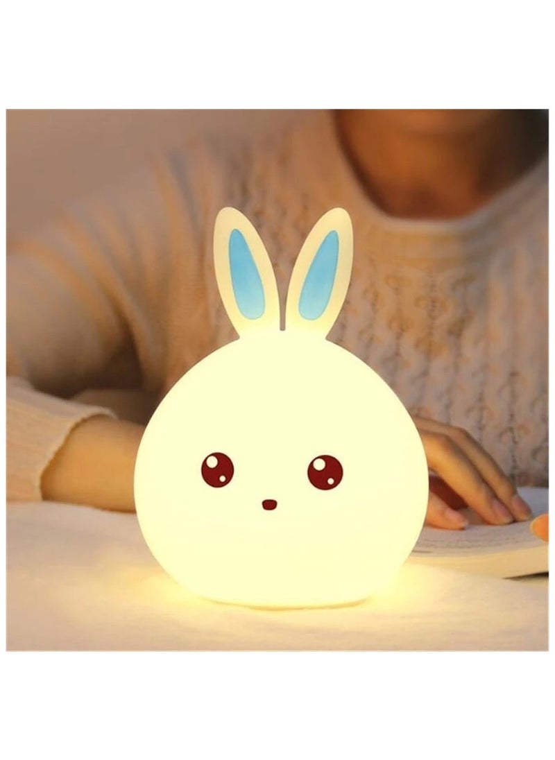 ELTRAZONE Rabbit Silicone Touch Sensor Night Light – Color Changing LED Lamp with Breathing Mode | Soft BPA-Free Design, Rechargeable Battery, Tap Control | Ideal for Kids’ Rooms, Nursery & Gifts - Image 1