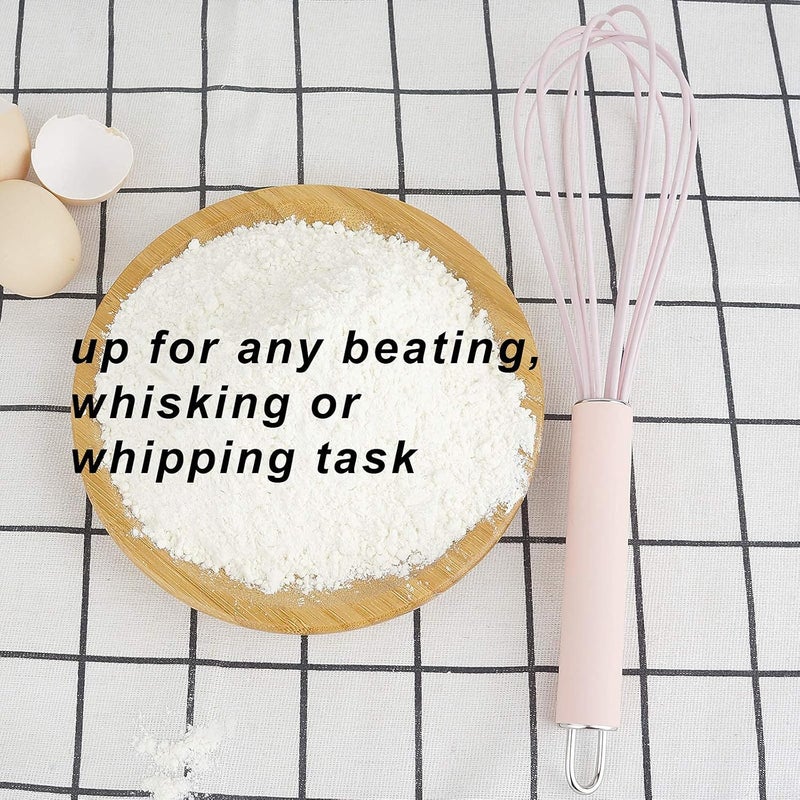 GorGin high temperature and easy to clean silicone whisk, wisk,stirrer, 10 inch, grip good grip design for Blending Whisking Beating Stirring Cooking Baking (1 Pack | Pink) - Image 5