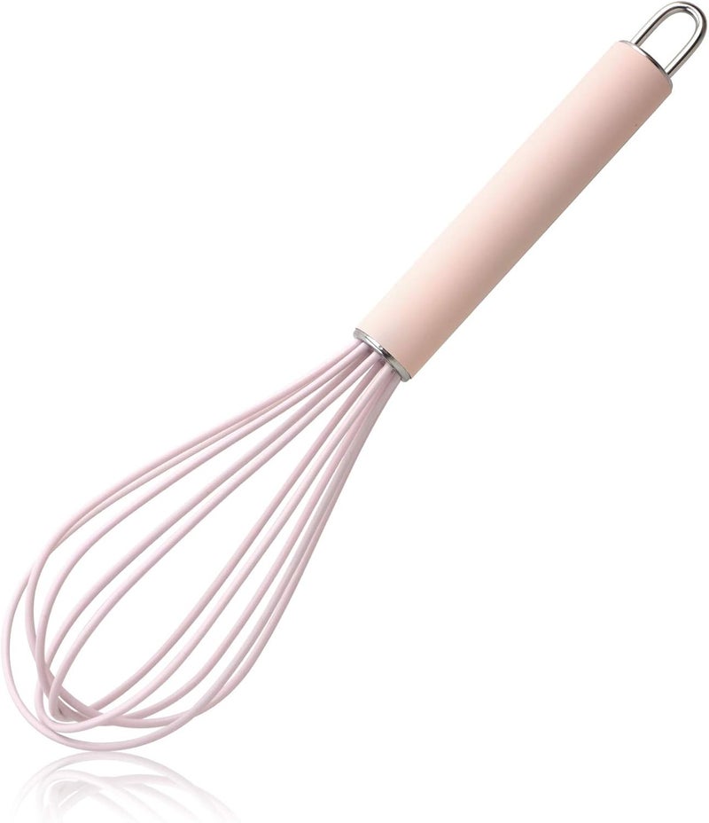 GorGin high temperature and easy to clean silicone whisk, wisk,stirrer, 10 inch, grip good grip design for Blending Whisking Beating Stirring Cooking Baking (1 Pack | Pink) - Image 1