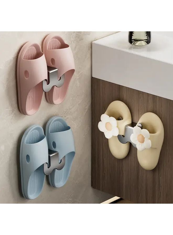 3 Black Punch Free Slipper Rack Wall Mounted Aluminum Shelf Space Saving Storage Organizer - Image 2