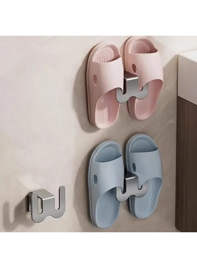 3 Black Punch Free Slipper Rack Wall Mounted Aluminum Shelf Space Saving Storage Organizer - Image 5