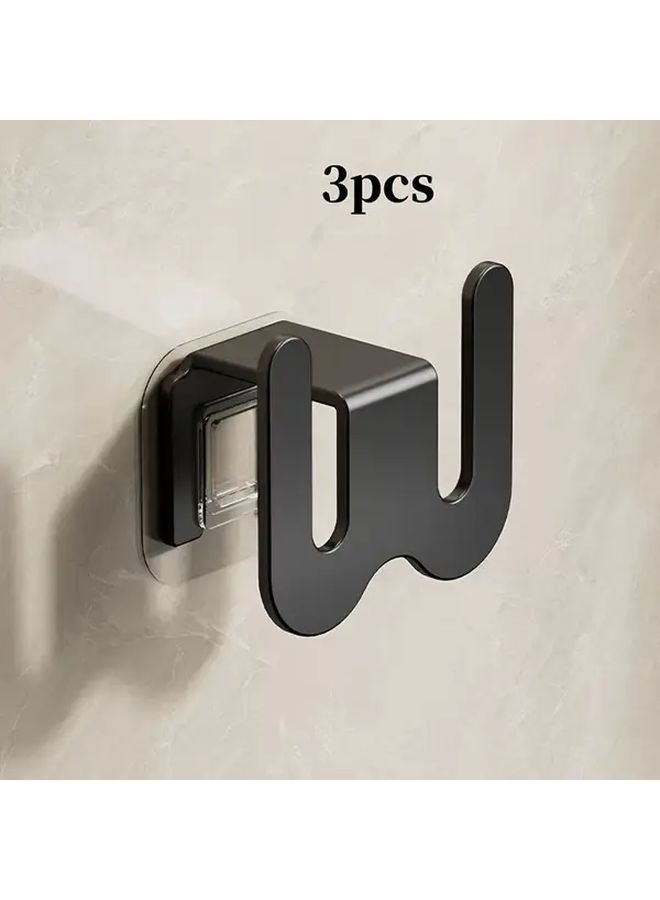 3 Black Punch Free Slipper Rack Wall Mounted Aluminum Shelf Space Saving Storage Organizer - Image 1