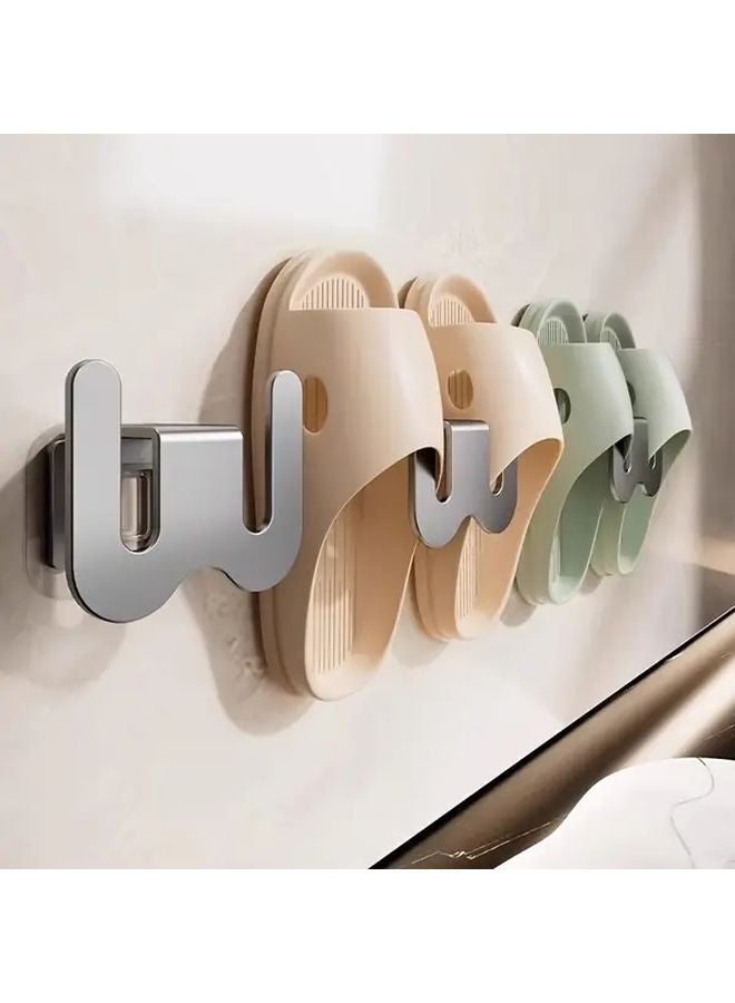3 Black Punch Free Slipper Rack Wall Mounted Aluminum Shelf Space Saving Storage Organizer - Image 4