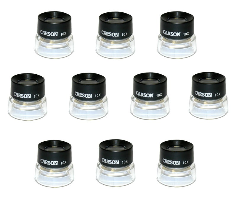 Carson LumiLoupe 10x Power Pre-Focused Stand Magnifier - Set of 10 (LL-10MU),Black/Clear - Image 1