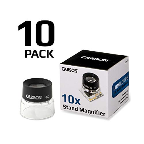 Carson LumiLoupe 10x Power Pre-Focused Stand Magnifier - Set of 10 (LL-10MU),Black/Clear - Image 2