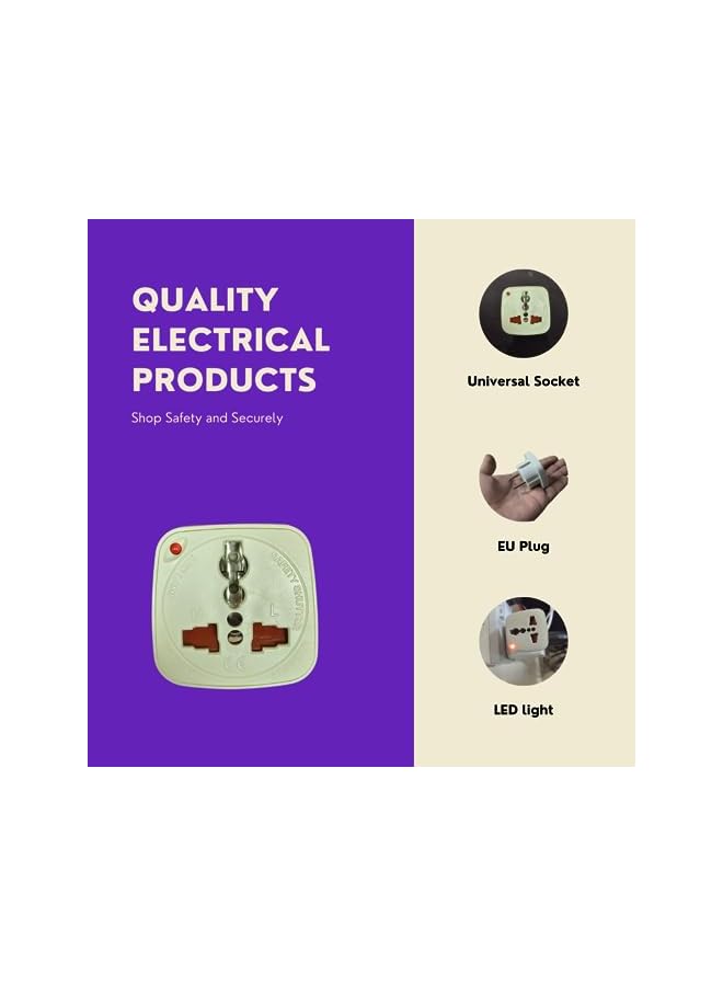 promass Multi Travel Adaptor Suchko To Universal Power Adapter UK/US/AU to EU Converter With Shutter & Indicator - Image 4