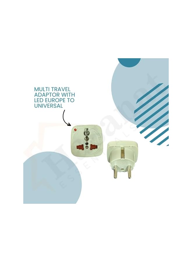 promass Multi Travel Adaptor Suchko To Universal Power Adapter UK/US/AU to EU Converter With Shutter & Indicator - Image 2