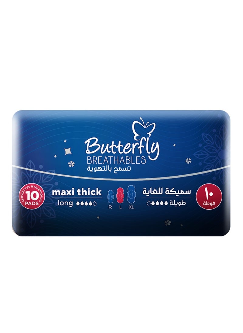 BUTTERFLY Butterfly Breathables Maxi Thick Dry Sanitary Pads Long - Count 10, Pack of 2  - Image 2
