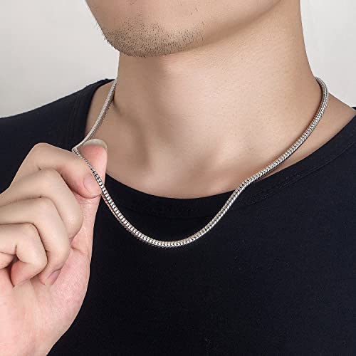 Dankadi Italy 925 Sterling Silver Snake Chain Necklace Men & Women 3MM-4MM Rolo Link Round Chain Chokers 16 "18 "20" 22 "24" 26 "28" 30" Unisex Fine Jewelry Gift (4MM, 30 inches) - Image 2