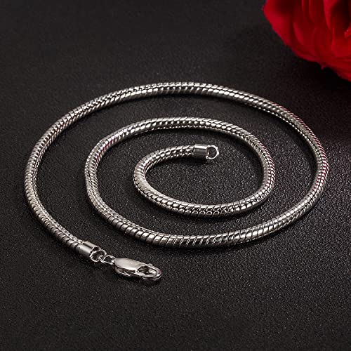 Dankadi Italy 925 Sterling Silver Snake Chain Necklace Men & Women 3MM-4MM Rolo Link Round Chain Chokers 16 "18 "20" 22 "24" 26 "28" 30" Unisex Fine Jewelry Gift (4MM, 30 inches) - Image 5