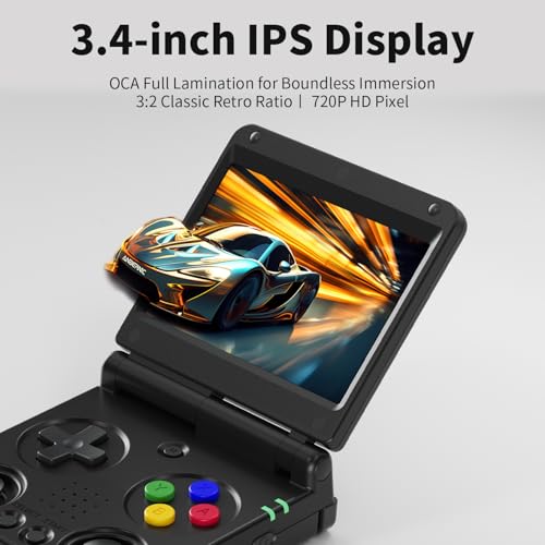 GiipGoop RG34XXSP Retro Handheld Game Console RG34XX SP Retro Gaming Console with 64G Preloaded 5000+ Games,3300 mAh Battey,Portable Pocket Arcade Support 30+ Simulators 5G WiFi Bluetooth HD Black - Image 2