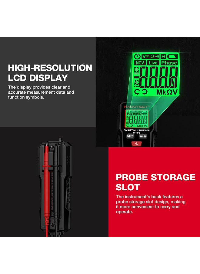 HABOTEST HT93 Digital Multimeter Voltage Tester 2000 Counts Volt Meter Ohmmeter Auto-Ranging Accurately Measures AC/DC Voltage Resistance with NCV Live Wire Test  - Image 3