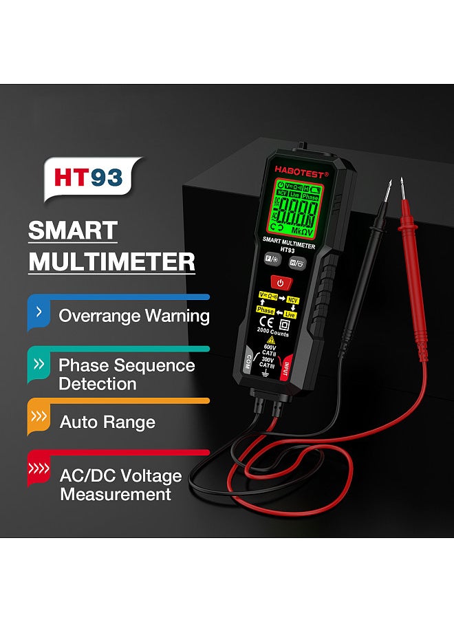 HABOTEST HT93 Digital Multimeter Voltage Tester 2000 Counts Volt Meter Ohmmeter Auto-Ranging Accurately Measures AC/DC Voltage Resistance with NCV Live Wire Test  - Image 5