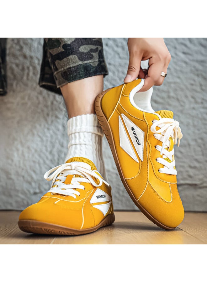 Pull Back Warrior Official Men's Casual Shoes Wide Comfortable Sneakers Wxy-5445c Yellow Beige Size 44 - Image 4