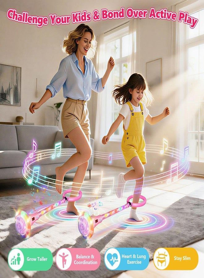 juman Skip Ball for Kids, Foldable Skip Ball Ankle Toy with Wireless Bluetooth, 3 Fun Modes, Colorful Light-Up Wheel & Glowing Rod, Girl Birthday Gifts for Age 6 7 8 9 10+,Girls Outdoor Toys - Image 5