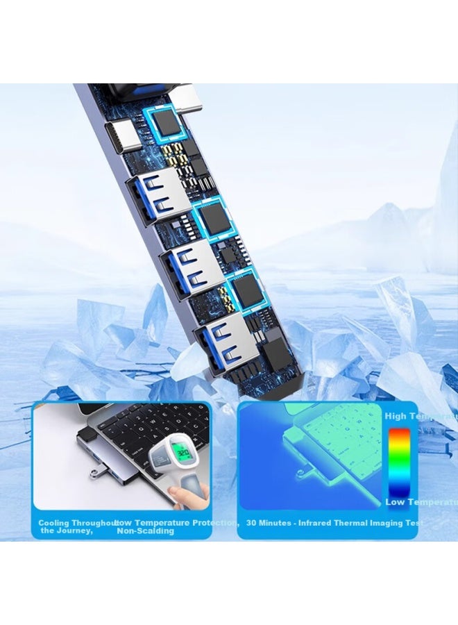 Union Star Ulinkstar Usb 3.0 To Gigabit Ethernet Adapter Hub Splitter Left Side Direct Insertion Five-in-one Notebook Network Cable Adapter Rj45 Computer Network Card Expansion Dock 3625ha - Image 3