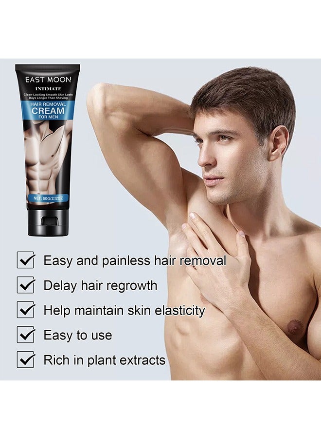 إيست مون كريم إزالة الشعر للرجال ، كريم إزالة شعر اللحية للوجه والجسم ، كريم مزيل شعر لطيف فعال وغير مزعج وغير مؤلم ، يستخدم على الصدر والظهر والذراع والساق وتحت الإبط - Image 5