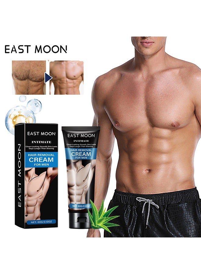 إيست مون كريم إزالة الشعر للرجال ، كريم إزالة شعر اللحية للوجه والجسم ، كريم مزيل شعر لطيف فعال وغير مزعج وغير مؤلم ، يستخدم على الصدر والظهر والذراع والساق وتحت الإبط - Image 1