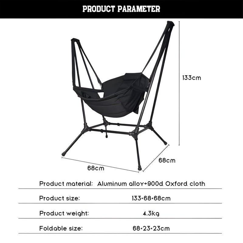 Cyrox Aluminum Alloy Oxford Cloth Folding Swinging Chair Heavy Duty Swing Chair Folding Hammock Chair for Adults Camp Hammock Picnic Camping Chair Swinging Rocking Chair - Image 2