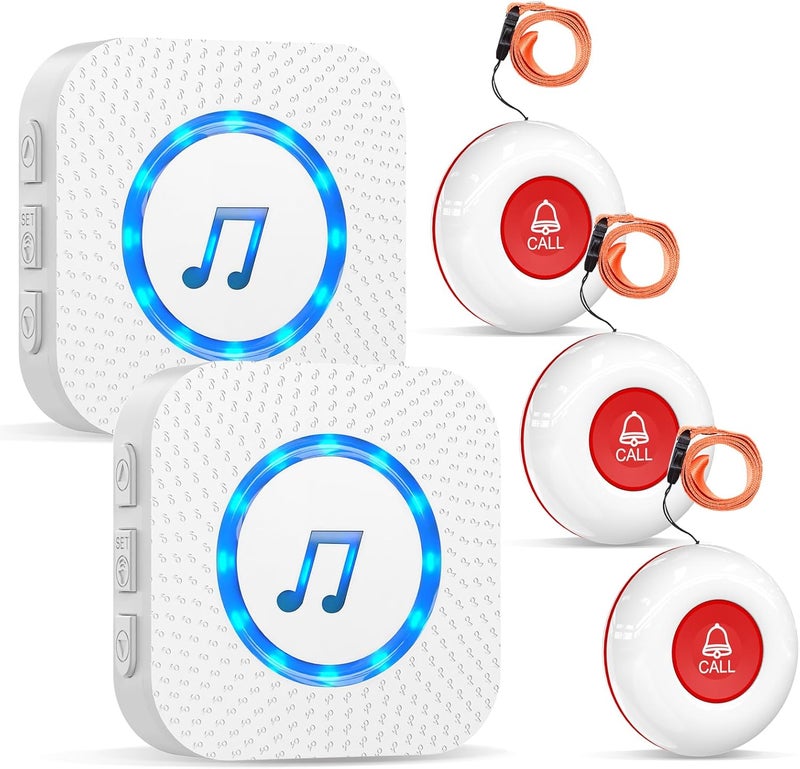 ChunHee Emergency Call Button for Elderly/Senior Person Alarm Bracelet/Wireless Pager/Alarm for Elderly/Home Alarm Receiver Distance 500 Feet (Set C) - Image 1