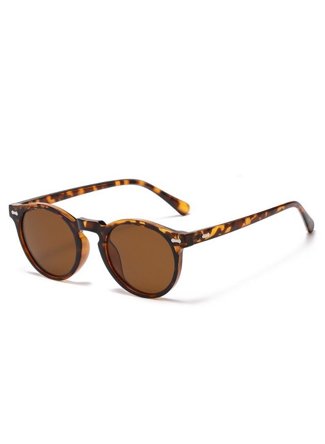 Dubery Kids Vintage Tortoise Round Polarized Sunglasses, Bendable Flexible TR90 Frame Rivet Detail UV400 Protection Boys Girls Brown Lens Outdoor Beach Driving Sun Glasses - Image 2