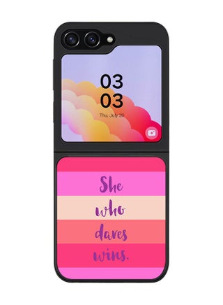 Rugged Black edge case for Samsung Galaxy Z Flip5, Slim fit Soft Case Flexible Rubber Edges Anti Drop TPU Gel Thin Cover -  She who dares wins - pzsku/ZB3D4A1B2A7EE37FC2BC7Z/45/_/1692622085/f79aec61-6eae-44f3-9c3d-2e1f10762678