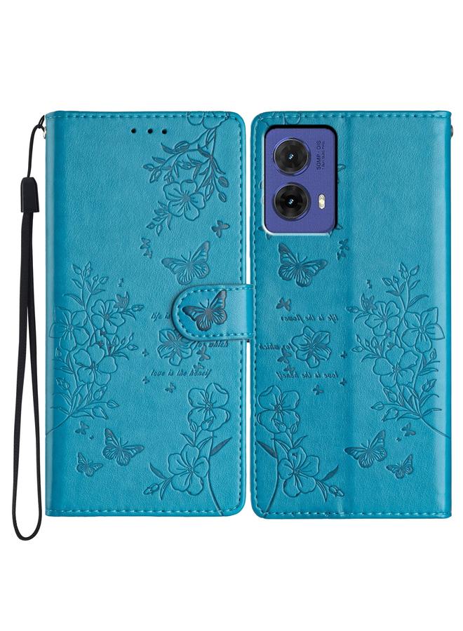 S-TOP Case For Motorola Moto G85 Butterflies and Flowers Leather Phone Case - Image 1
