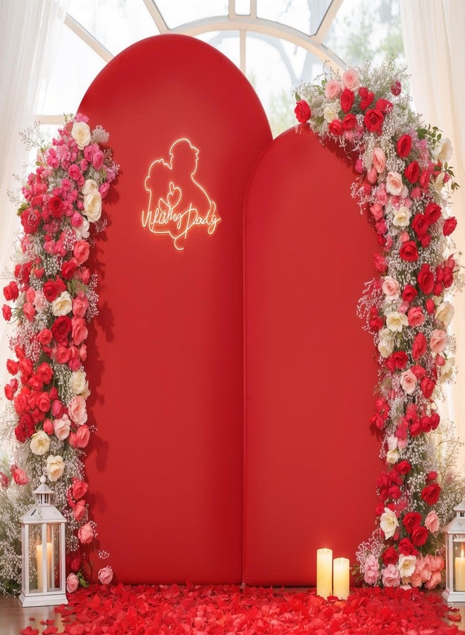 HB HBB MAGIC Black Red Arch Backdrop Cover Set of 2 Spandex Arch Covers 7.2 and 6ft Wedding Arch Stand Cover Bridal Baby Shower Photo Stretchy Backdrop Arch Cover Birthday Party Arch Covers - Image 4