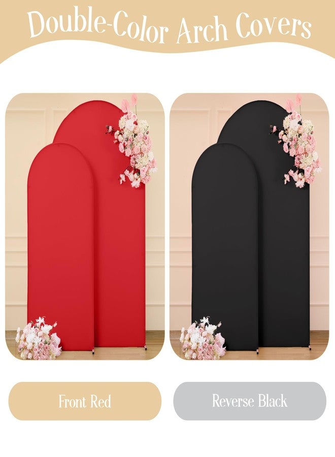 HB HBB MAGIC Black Red Arch Backdrop Cover Set of 2 Spandex Arch Covers 7.2 and 6ft Wedding Arch Stand Cover Bridal Baby Shower Photo Stretchy Backdrop Arch Cover Birthday Party Arch Covers - Image 2