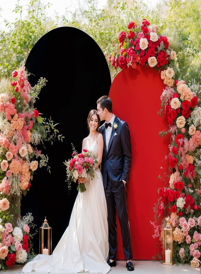 HB HBB MAGIC Black Red Arch Backdrop Cover Set of 2 Spandex Arch Covers 7.2 and 6ft Wedding Arch Stand Cover Bridal Baby Shower Photo Stretchy Backdrop Arch Cover Birthday Party Arch Covers - Image 3