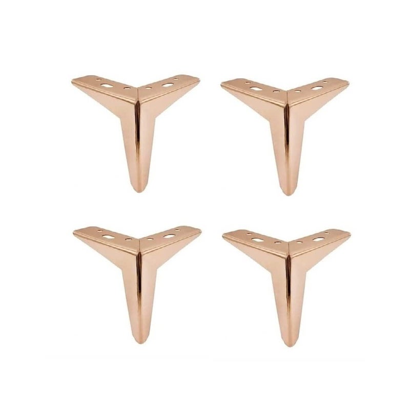 Krishna Sales Agency 4PC Metal Star Shaped Furniture Legs Latest Style Coffee Table Sofa Feet Kitchen Table Legs Bathroom Cabinet Cupboard Feet DIY Furniture Hardware 4 inches Rose Gold  - Image 1