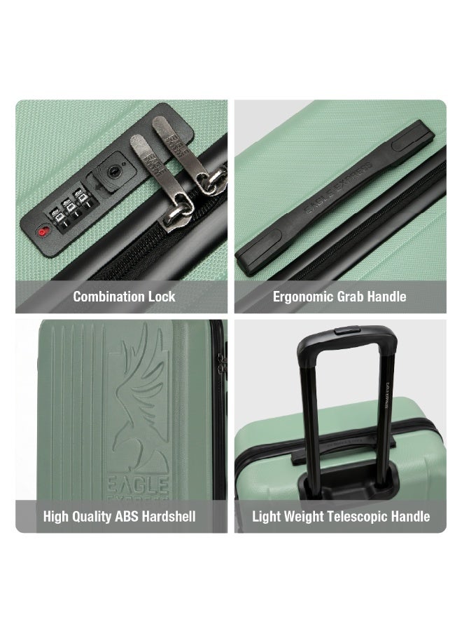 Eagle Express Superior 24 Inch Medium Luggage Tea Green, ABS Hard Shell Check-In Trolley Suitcase with Lightweight Travel Design, 360 Spinner Wheels, Secure Lock System and 2 Year Warranty - Image 5
