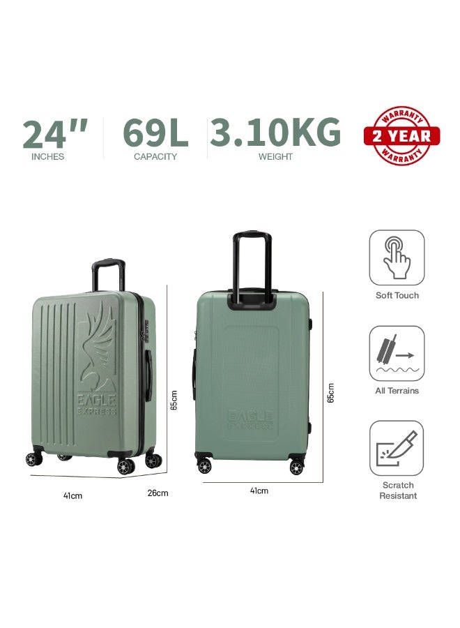 Eagle Express Superior 24 Inch Medium Luggage Tea Green, ABS Hard Shell Check-In Trolley Suitcase with Lightweight Travel Design, 360 Spinner Wheels, Secure Lock System and 2 Year Warranty - Image 3