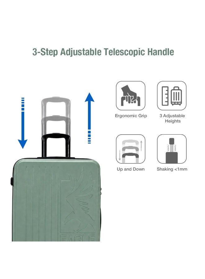 Eagle Express Superior 24 Inch Medium Luggage Tea Green, ABS Hard Shell Check-In Trolley Suitcase with Lightweight Travel Design, 360 Spinner Wheels, Secure Lock System and 2 Year Warranty - Image 4