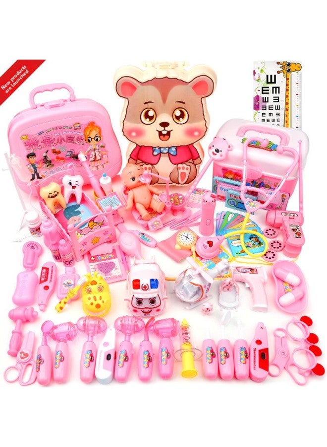 SOURCE Manufacturer Doctor Toy Suit Medical Equipment Stethoscope Simulation Boys And Girls Box Children Play House Storage Box-Color:Medical Equipment 45-piece Pink - Image 2
