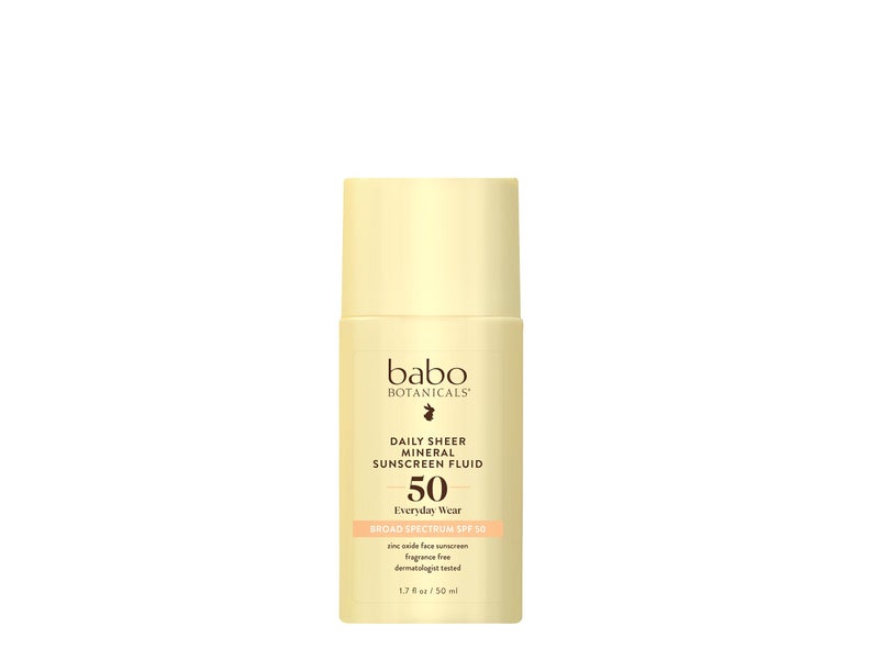 Babo Botanicals Daily Sheer Mineral Sunscreen Fluid SPF50 - Natural Zinc Oxide - Passion Fruit Oil - Fragrance Free - Ultra-Lightweight - For Face - For all ages - Image 1