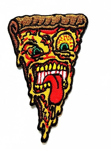 HHO CARTOON PATCH HHO Ghost Food Pizza Fantasy Cartoon Patch Embroidered DIY Patches, Cute Applique Sew Iron on Kids Craft Patch for Bags Jackets Jeans Clothes - Image 1