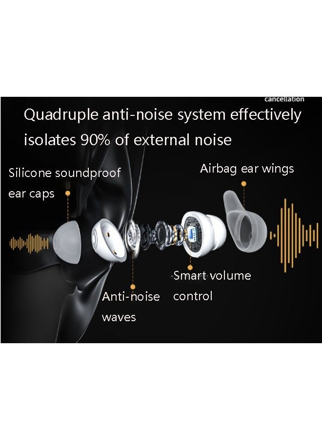 TWS True Wireless In-Ear Mini Bean-Style Bluetooth Earphones – Bluetooth 5.4, Noise Cancellation, Hi-Fi Lossless Sound Quality, Long Battery Life, No Delay, Compatible with iOS and Android Systems, Suitable for Gaming, Esports, and Sports (Obsidian) - Image 2