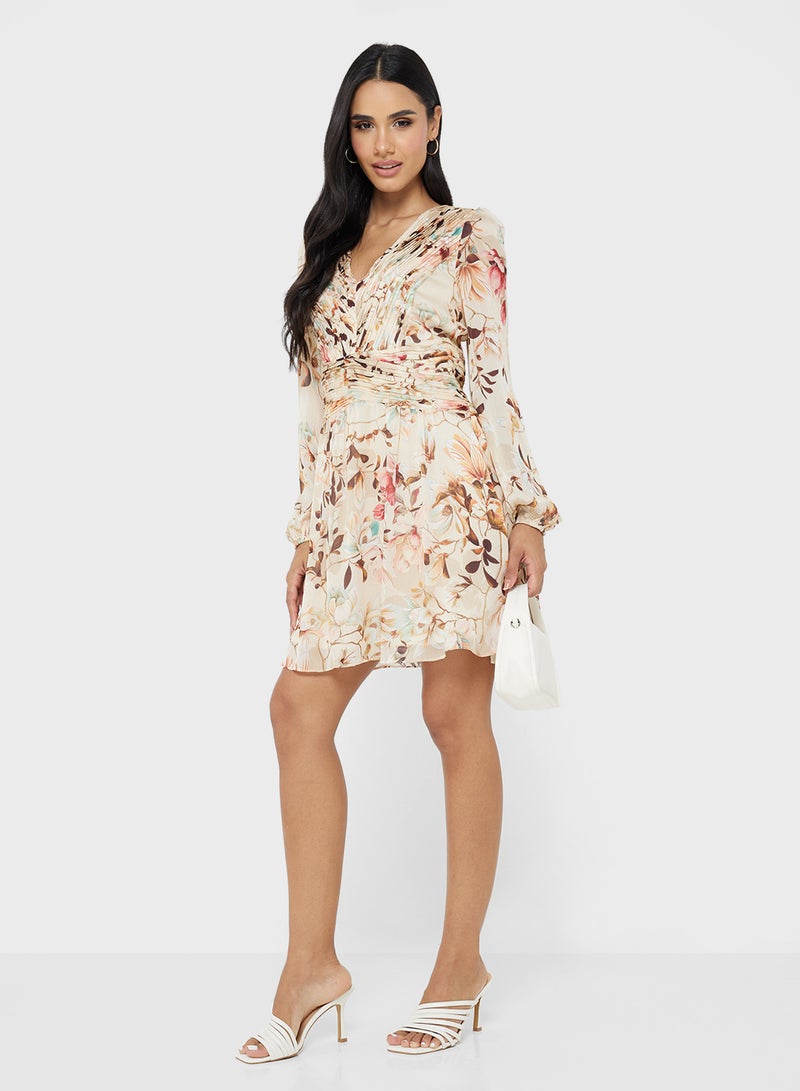 GUESS Romina Pleat Flare Mini Dress - Image 1