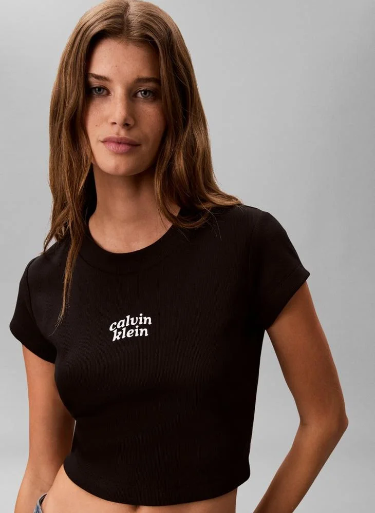 Calvin Klein Jeans  Logo Cropped Crew Neck T-Shirt for Women | Best Price UAE