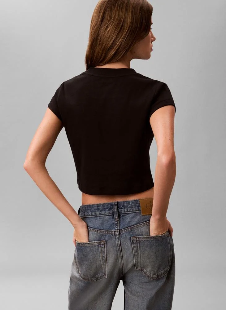 Calvin Klein Jeans  Logo Cropped Crew Neck T-Shirt for Women | Best Price UAE