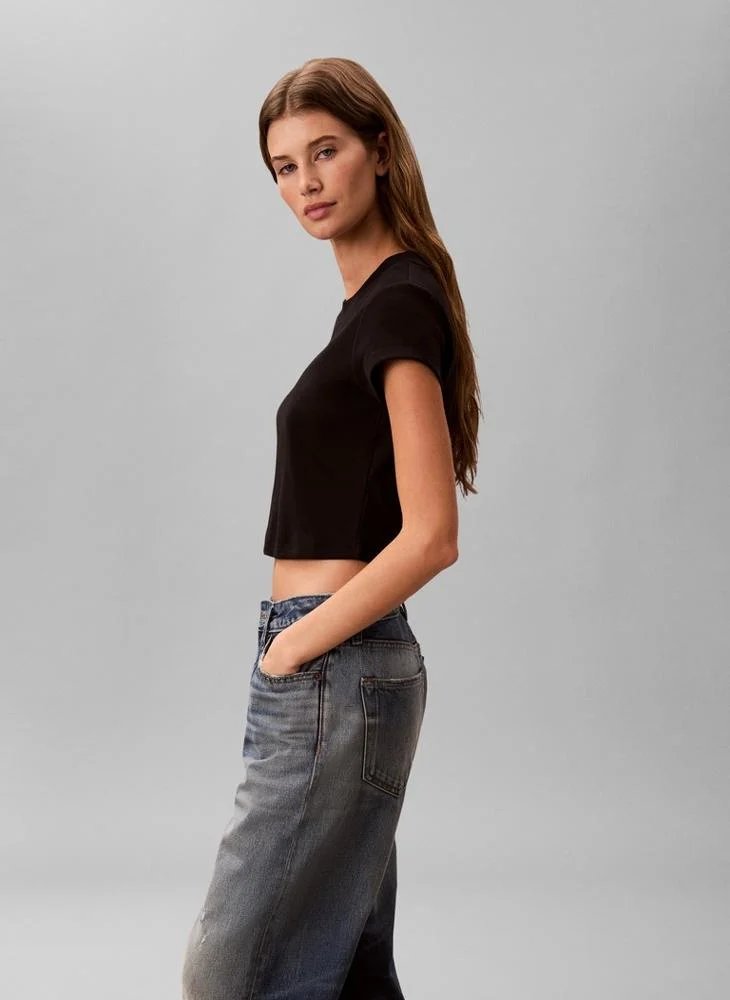 Calvin Klein Jeans  Logo Cropped Crew Neck T-Shirt for Women | Best Price UAE