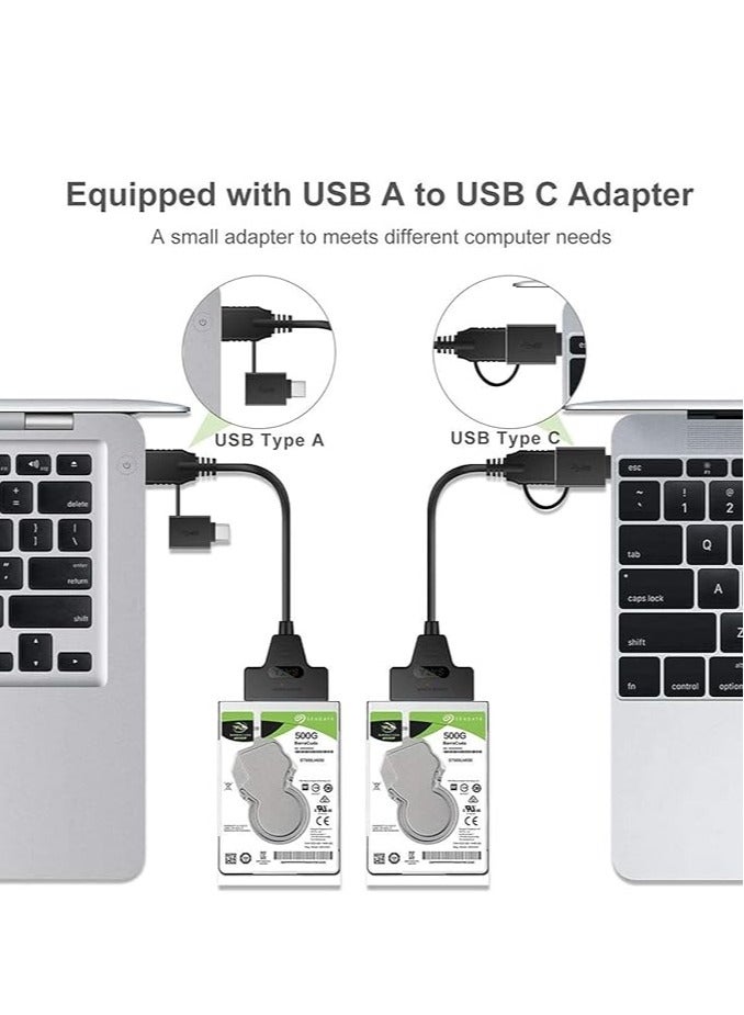 SATA 22-Pin 2.5 Inch Female to USB 3.0 and Type-C Male USB-C USB 3.0 SATA Adapter Hard Drive Controller SSD Adapter Cable for Laptops - Image 2