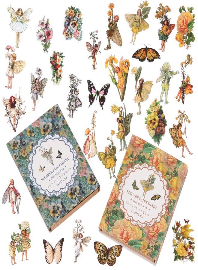 BENOSPACE 90 PCS Fairy Stickers Vintage Butterfly Flower Plant Scrapbooking Sticker Transparent Botanical Aesthetic Supplies for DIY Craft Diary Planner Bullet Journaling Card Making Hand Ledger Album - Image 1