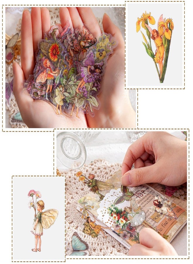 BENOSPACE 90 PCS Fairy Stickers Vintage Butterfly Flower Plant Scrapbooking Sticker Transparent Botanical Aesthetic Supplies for DIY Craft Diary Planner Bullet Journaling Card Making Hand Ledger Album - Image 4