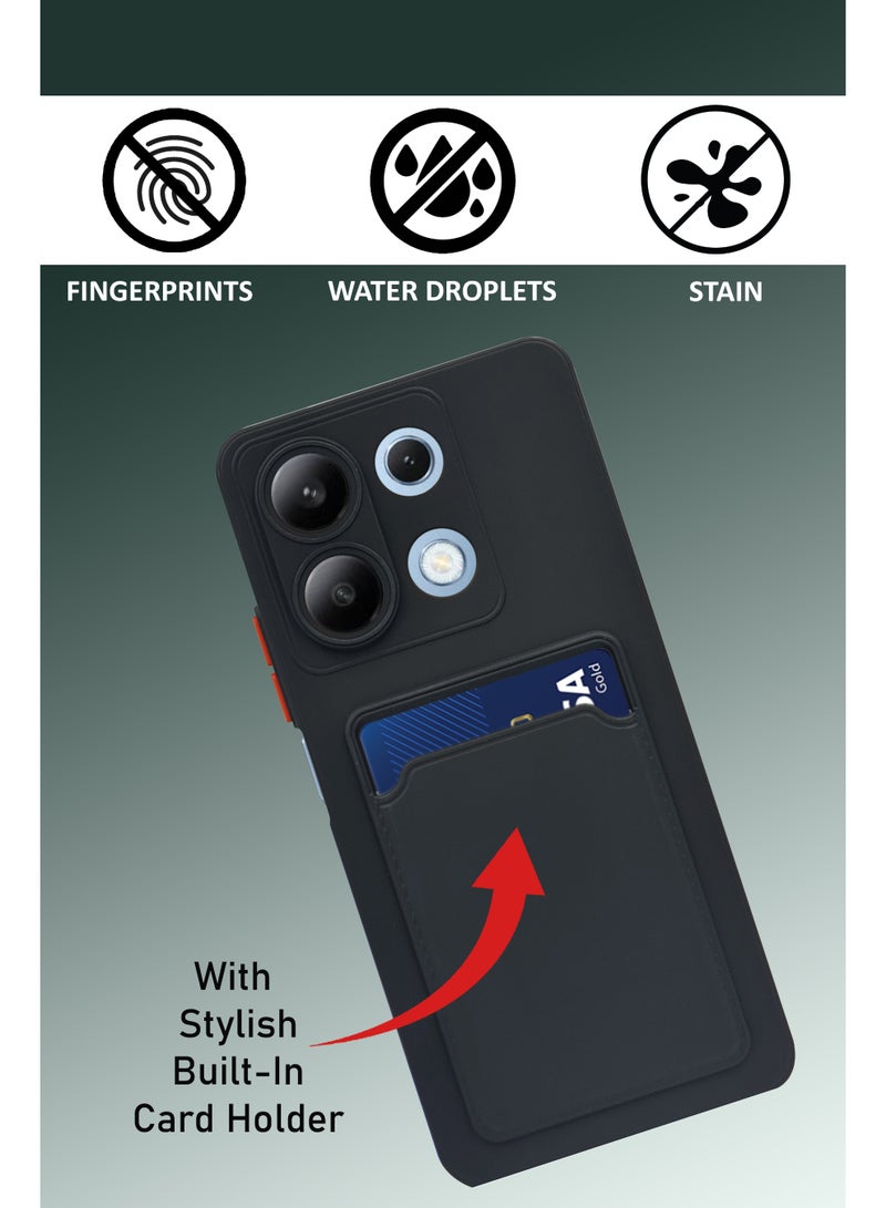 شاومي ريدمي نوت 13 4G - غطاء هاتف من TPU ناعم مع فتحة لحامل بطاقة مدمجة تصميم نحيف واقي من السيليكون - أسود - Image 4